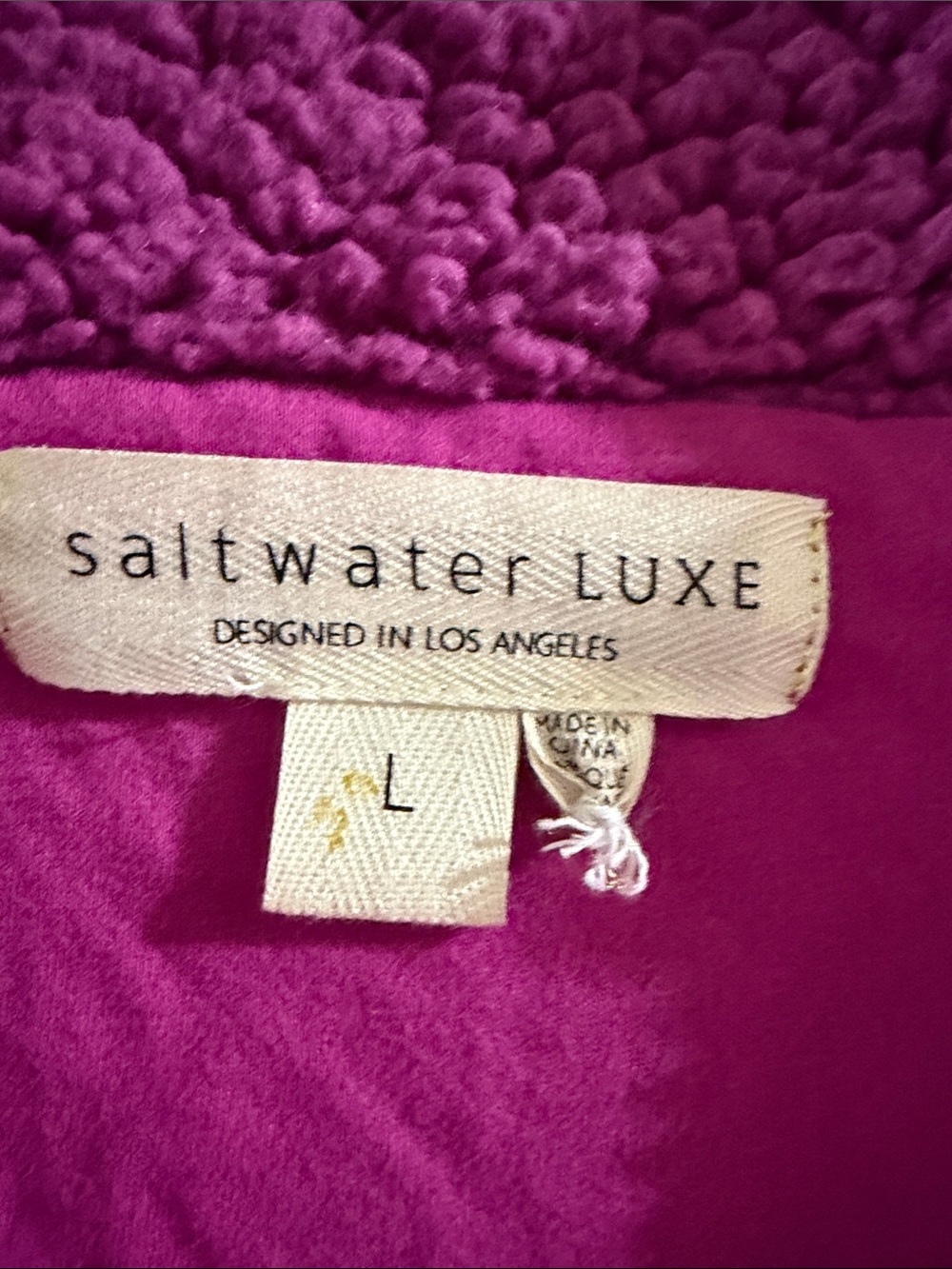 saltwater LUXE Magenta Teddy Sherpa Pullover Hoodie Large - Picture 3 of 7